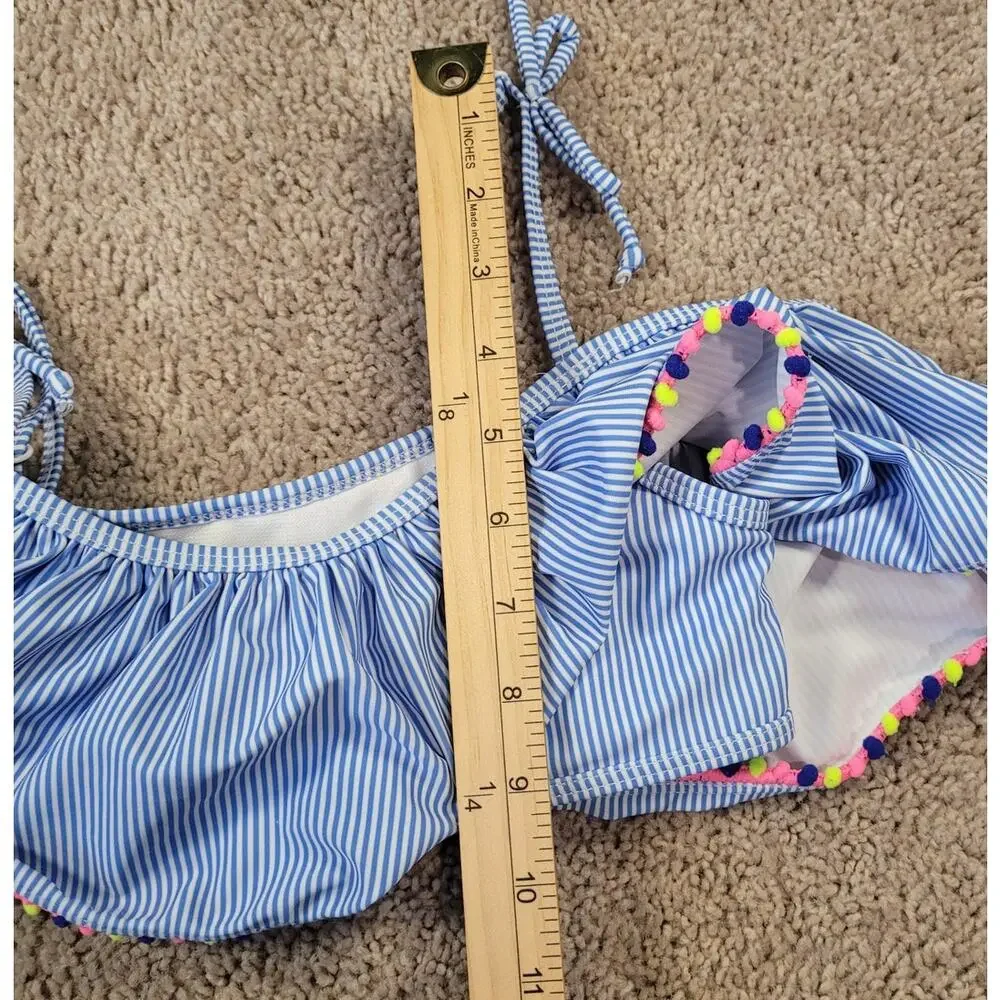 Tommy Bahama Girls Bikini Top 12 Coastal Resort Pom Pom Stripe